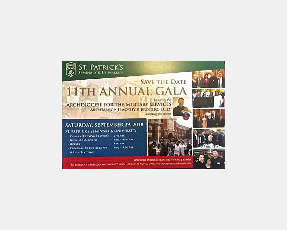 2018 St. Patrick's Seminary Annual Gala Flyer