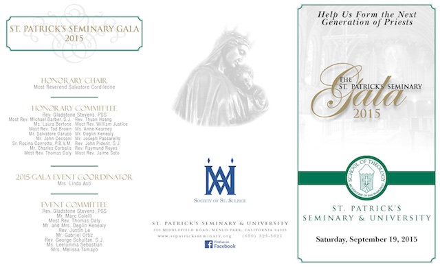 2015 St. Patrick’s Seminary Annual Gala Invitation